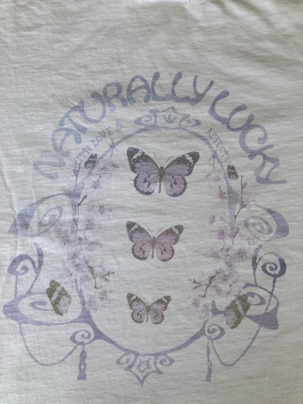 Lucky Brand White AC/DC Butterfly Graphic Tee size medium. Naturally lucky. - Picture 3 of 5